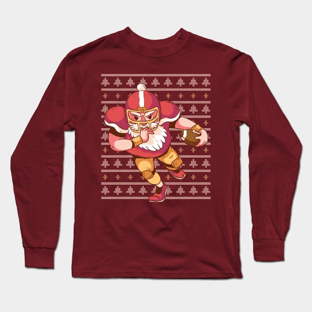 Santa Football Long Sleeve T-Shirt by Safdesignx
